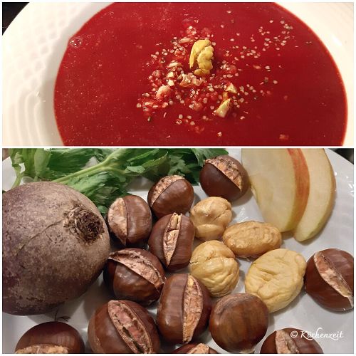 Suppe mit roter Beete und Maroni